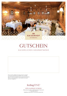Gutschein mit Bild von einem gemütlichen Restaurant