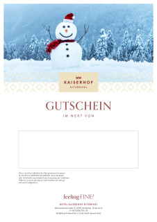 Gutschein mit Bild von einem fröhlichen Schneemann